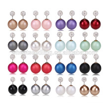 Moda exquisita bola de cristal doble cara Pearl pendientes